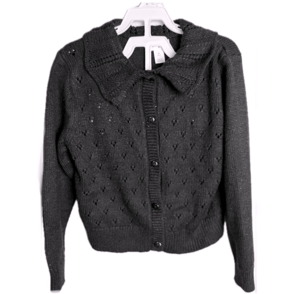 Cat & Jack Girl’s Size 5 Textured Knit Black Cardigan Sweater